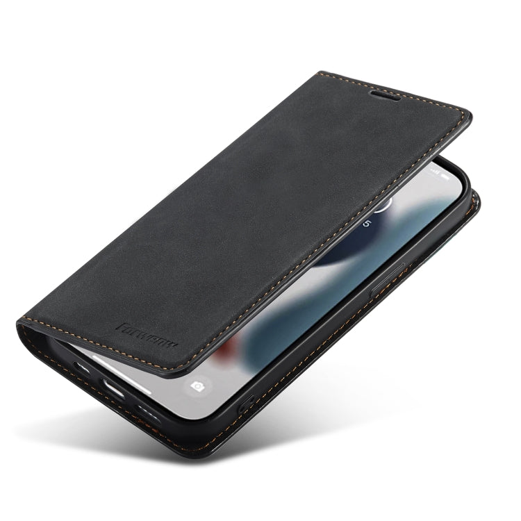 For iPhone 14 Plus Forwenw Dream Series Oil Edge Strong Magnetism Leather Phone Case(Black) - HoMEdemic™ 