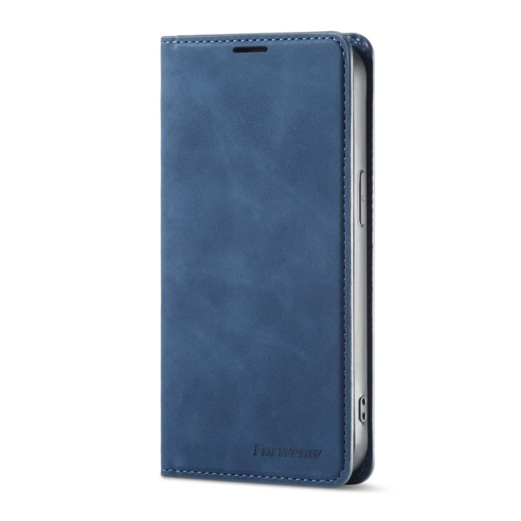 For iPhone 14 Plus Forwenw Dream Series Oil Edge Strong Magnetism Leather Phone Case(Blue) - HoMEdemic™ 