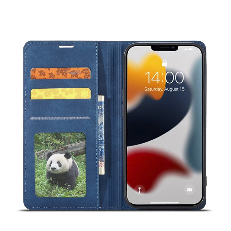 For iPhone 14 Plus Forwenw Dream Series Oil Edge Strong Magnetism Leather Phone Case(Blue) - HoMEdemic™ 