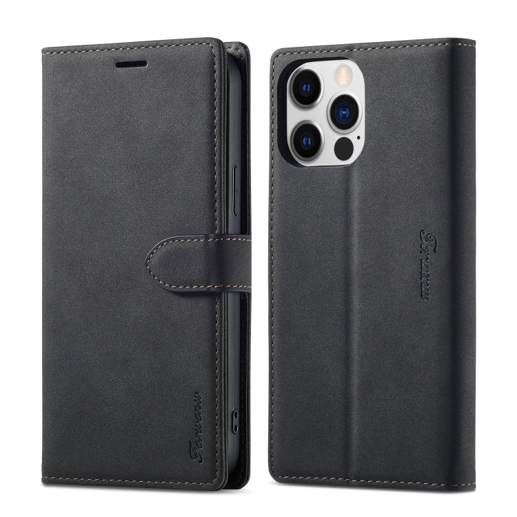 For iPhone 14 Plus Forwenw F1 Series Matte Strong Magnetism Leather Phone Case(Black) - HoMEdemic™ 