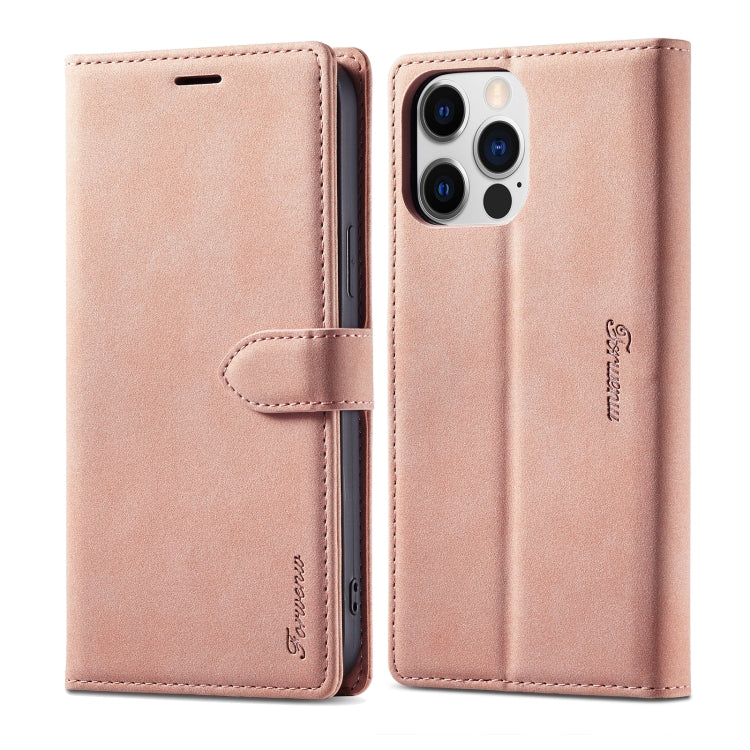 For iPhone 14 Plus Forwenw F1 Series Matte Strong Magnetism Leather Phone Case(Rose Gold) - HoMEdemic™ 
