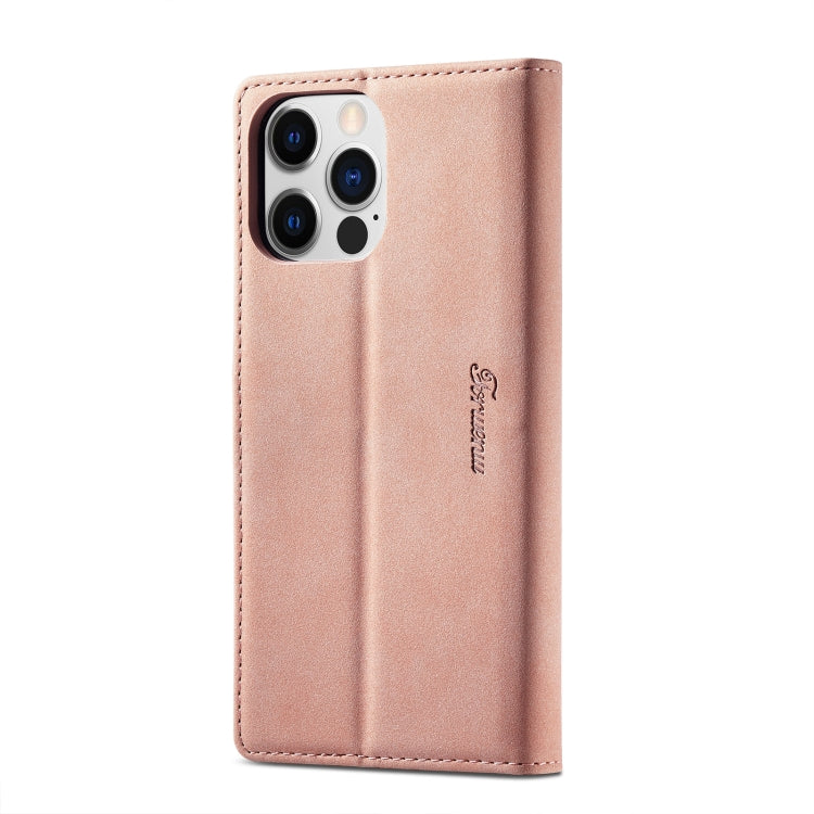 For iPhone 14 Plus Forwenw F1 Series Matte Strong Magnetism Leather Phone Case(Rose Gold) - HoMEdemic™ 