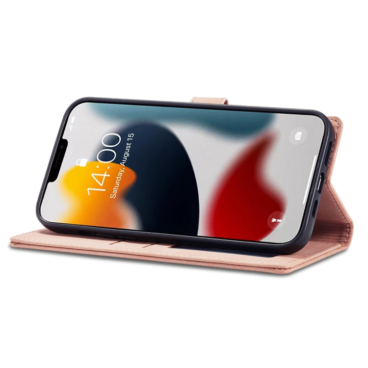 For iPhone 14 Plus Forwenw F1 Series Matte Strong Magnetism Leather Phone Case(Rose Gold) - HoMEdemic™ 