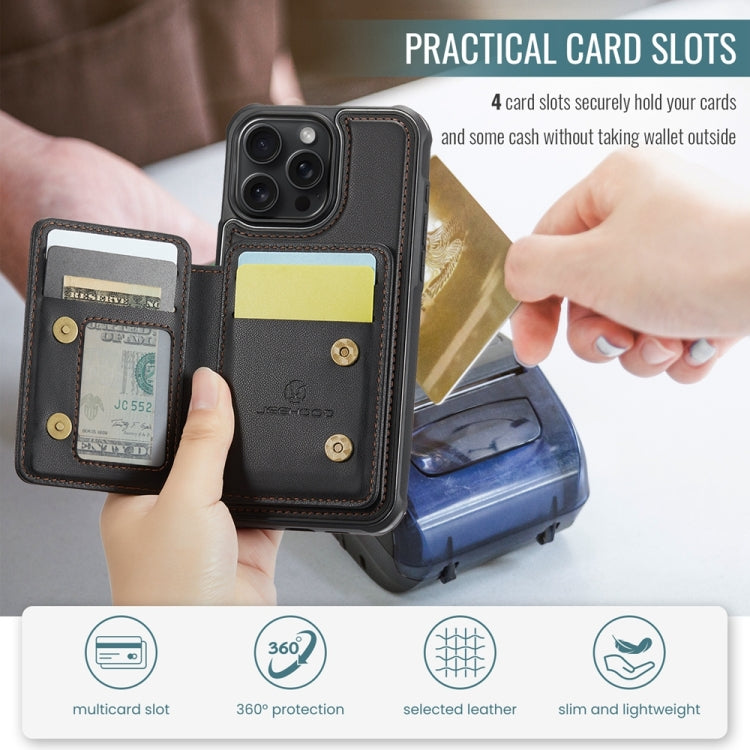 For iPhone 14 Plus JEEHOOD J05 Business Magnetic Style RFID Leather Phone Case(Black) - HoMEdemic™ 