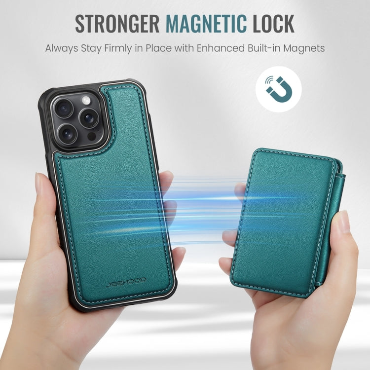 For iPhone 14 Plus JEEHOOD J05 Business Magnetic Style RFID Leather Phone Case(Blue Green) - HoMEdemic™ 