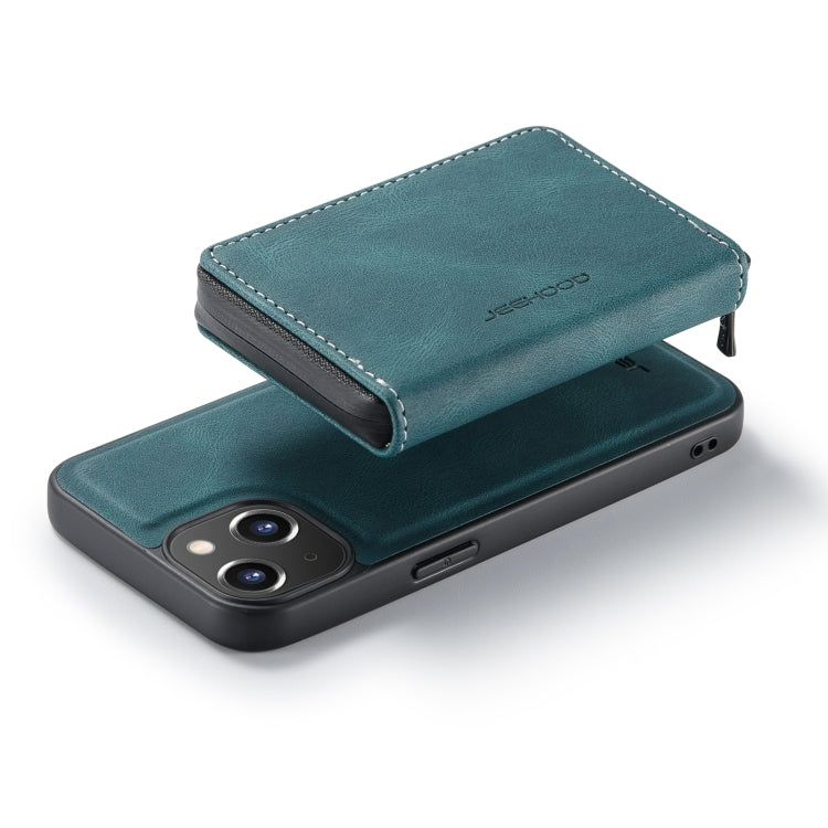 For iPhone 14 Plus JEEHOOD Magnetic Zipper Wallet Leather Phone Case (Blue) - HoMEdemic™ 