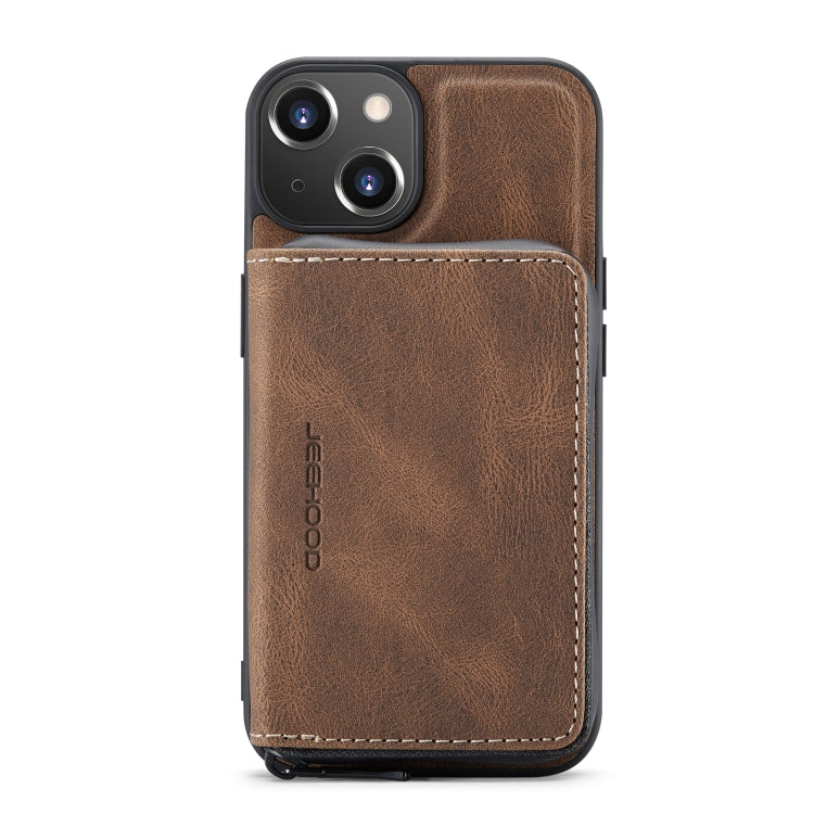 For iPhone 14 Plus JEEHOOD Magnetic Zipper Wallet Leather Phone Case (Brown) - HoMEdemic™ 