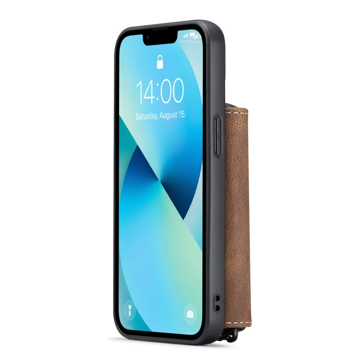 For iPhone 14 Plus JEEHOOD Magnetic Zipper Wallet Leather Phone Case (Brown) - HoMEdemic™ 