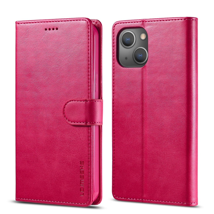 For iPhone 14 Plus LC.IMEEKE Calf Texture Horizontal Flip Leather Case (Red) - HoMEdemic™ 