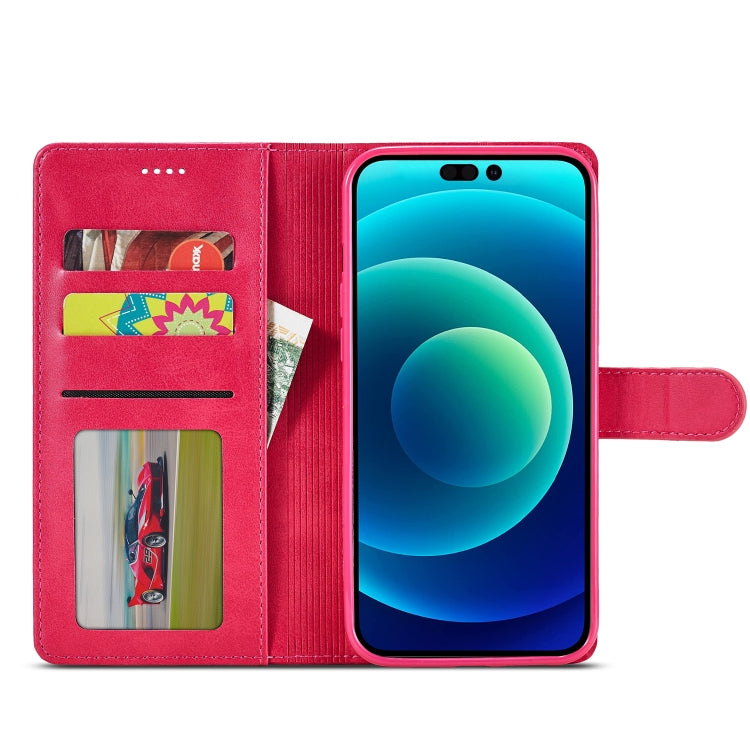 For iPhone 14 Plus LC.IMEEKE Calf Texture Horizontal Flip Leather Case (Red) - HoMEdemic™ 