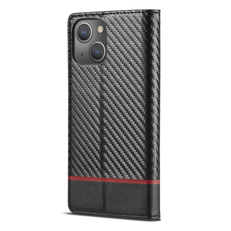 For iPhone 14 Plus LC.IMEEKE Carbon Fiber PU + TPU Leather Case (Horizontal Black) - HoMEdemic™ 