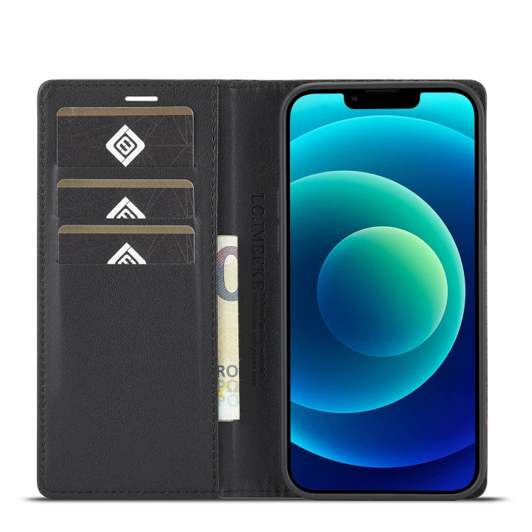 For iPhone 14 Plus LC.IMEEKE Carbon Fiber PU + TPU Leather Case (Horizontal Black) - HoMEdemic™ 