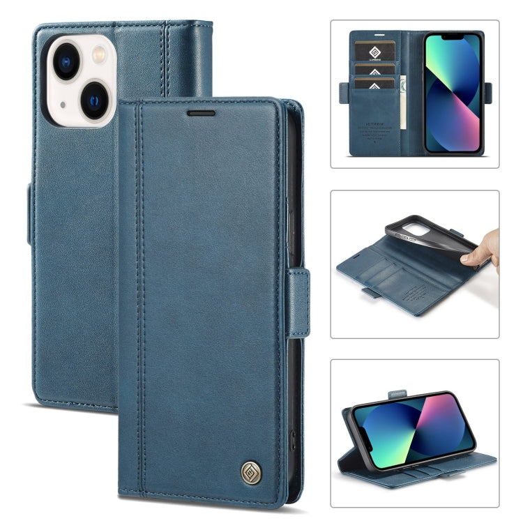 For iPhone 14 Plus LC.IMEEKE Magnetic Buckle Leather Phone Case (Blue) - HoMEdemic™ 