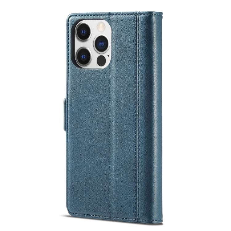 For iPhone 14 Plus LC.IMEEKE Magnetic Buckle Leather Phone Case (Blue) - HoMEdemic™ 