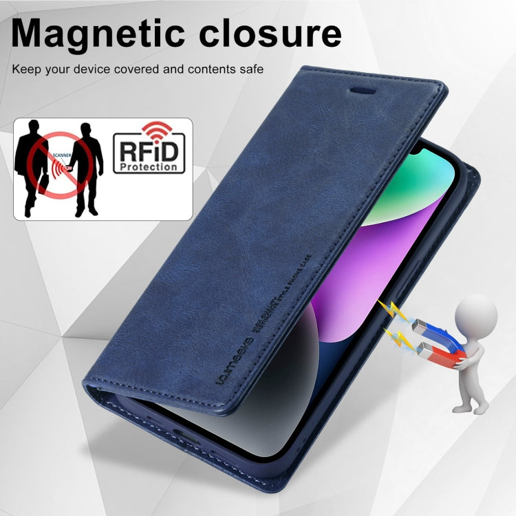 For iPhone 14 Plus LC.IMEEKE RFID Anti-theft Leather Phone Case(Blue) - HoMEdemic™ 
