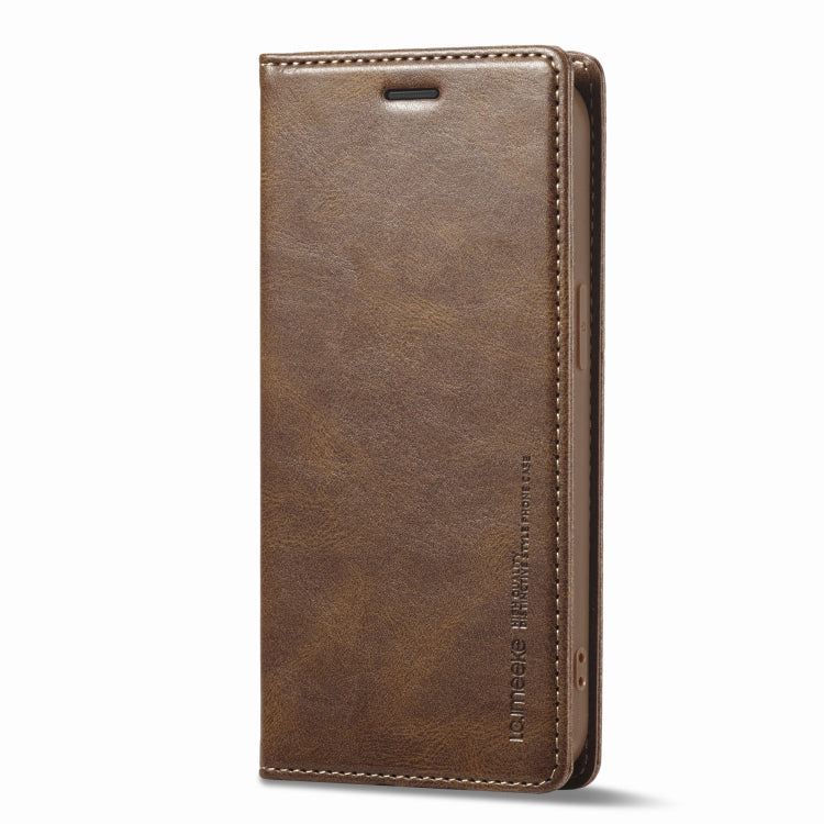 For iPhone 14 Plus LC.IMEEKE RFID Anti-theft Leather Phone Case(Brown) - HoMEdemic™ 
