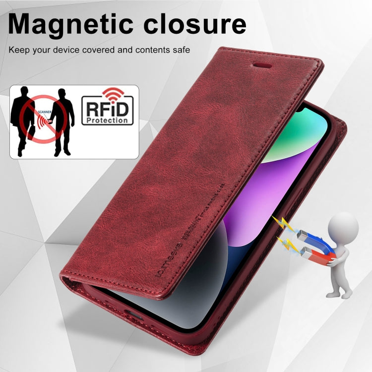 For iPhone 14 Plus LC.IMEEKE RFID Anti-theft Leather Phone Case(Red) - HoMEdemic™ 