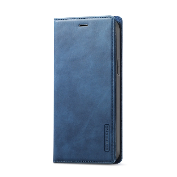 For iPhone 14 Plus LC.IMEEKE Strong Magnetic Leather Phone Case with Holder & Card Slots & Wallet (Blue) - HoMEdemic™ 