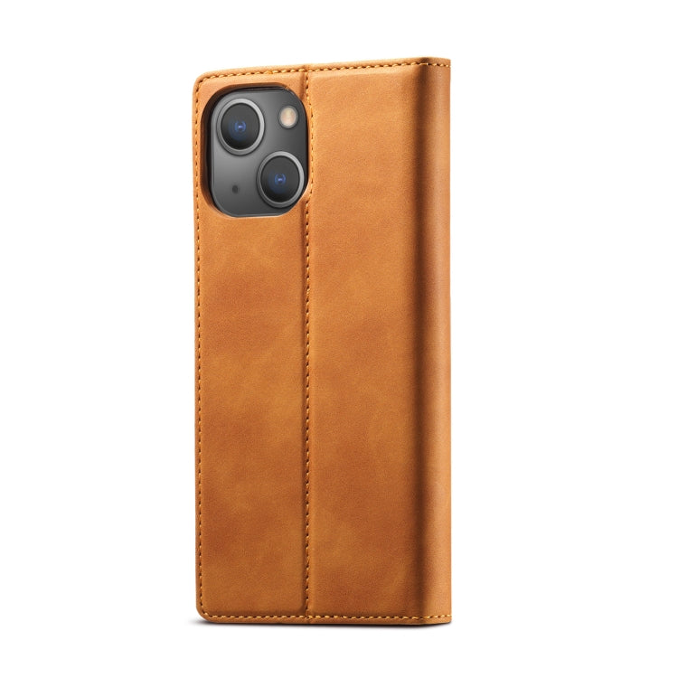 For iPhone 14 Plus LC.IMEEKE Strong Magnetic Leather Phone Case with Holder & Card Slots & Wallet (Brown) - HoMEdemic™ 
