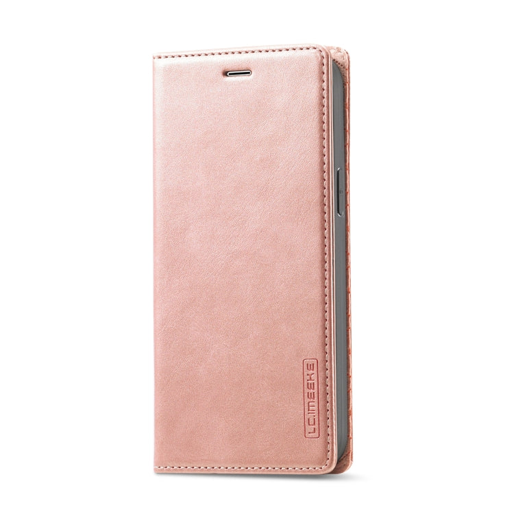 For iPhone 14 Plus LC.IMEEKE Strong Magnetic Leather Phone Case with Holder & Card Slots & Wallet (Rose Gold) - HoMEdemic™ 