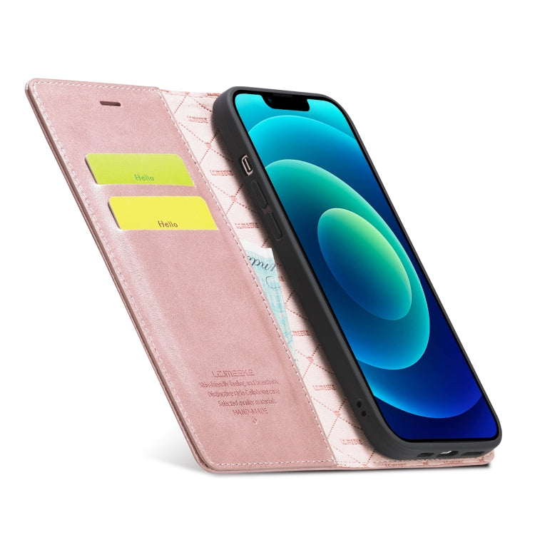 For iPhone 14 Plus LC.IMEEKE Strong Magnetic Leather Phone Case with Holder & Card Slots & Wallet (Rose Gold) - HoMEdemic™ 