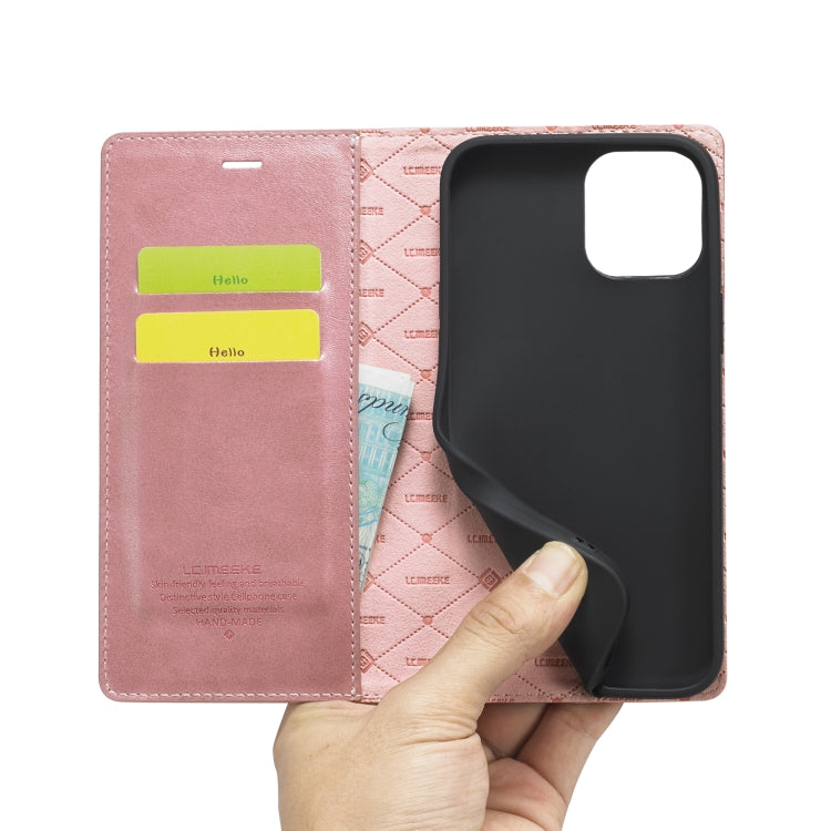 For iPhone 14 Plus LC.IMEEKE Strong Magnetic Leather Phone Case with Holder & Card Slots & Wallet (Rose Gold) - HoMEdemic™ 