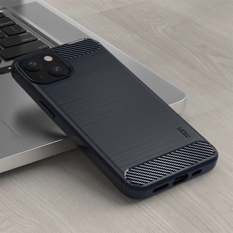 For iPhone 14 Plus MOFI Gentleness Brushed Texture Carbon Fiber TPU Phone Case  (Blue) - HoMEdemic™ 