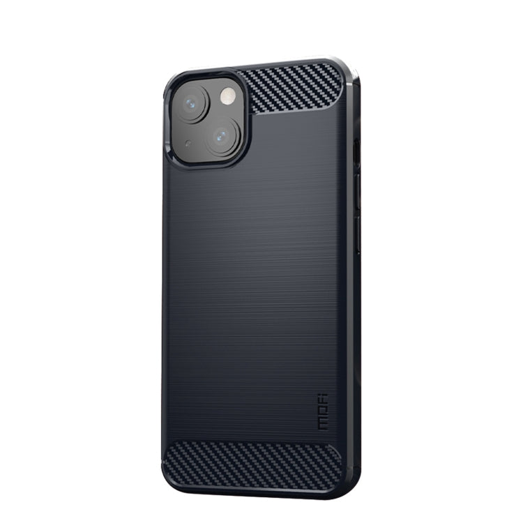 For iPhone 14 Plus MOFI Gentleness Brushed Texture Carbon Fiber TPU Phone Case  (Blue) - HoMEdemic™ 