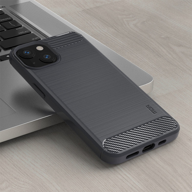 For iPhone 14 Plus MOFI Gentleness Brushed Texture Carbon Fiber TPU Phone Case  (Gray) - HoMEdemic™ 