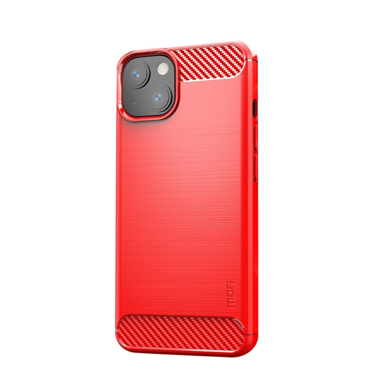 For iPhone 14 Plus MOFI Gentleness Brushed Texture Carbon Fiber TPU Phone Case  (Red) - HoMEdemic™ 