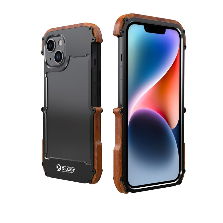 For iPhone 14 Plus R-JUST Ironwood Generation Metal + Wood Phone Case - HoMEdemic™ 