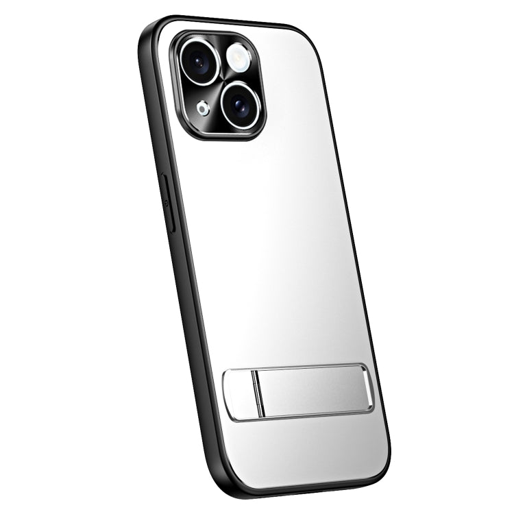 For iPhone 14 Plus R-JUST RJ-61 Electroplating Frosted TPU + PC Phone Case with Holder(Silver) - HoMEdemic™ 