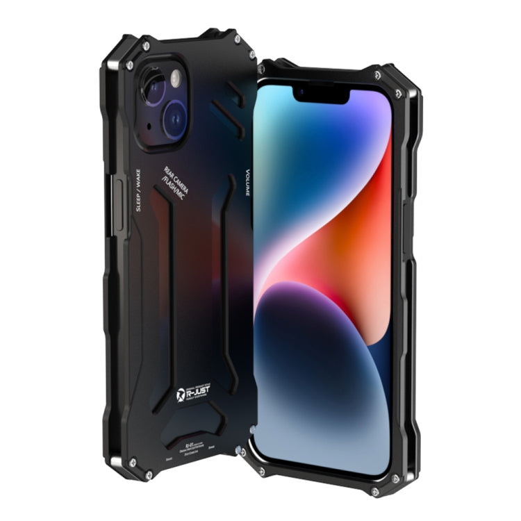 For iPhone 14 Plus R-JUST RJ17 Shockproof Armor Metal Phone Case(Black) - HoMEdemic™ 