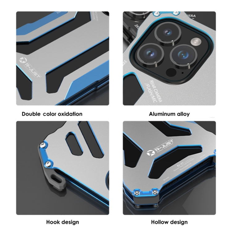 For iPhone 14 Plus R-JUST RJ17 Shockproof Armor Metal Phone Case(Blue) - HoMEdemic™ 