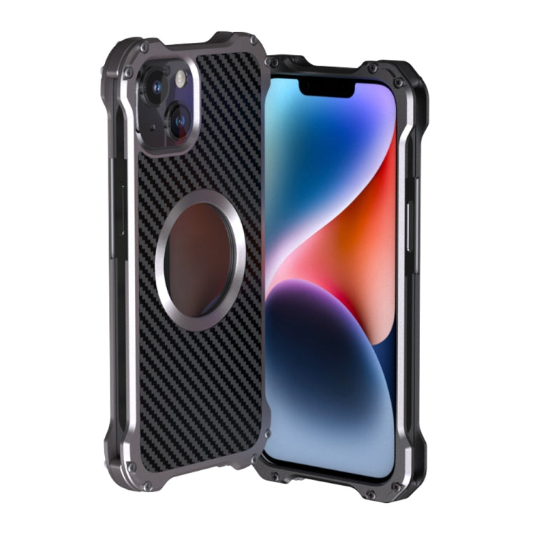 For iPhone 14 Plus R-JUST RJ51 Hollow Shockproof Metal Phone Case (Dark Grey) - HoMEdemic™ 