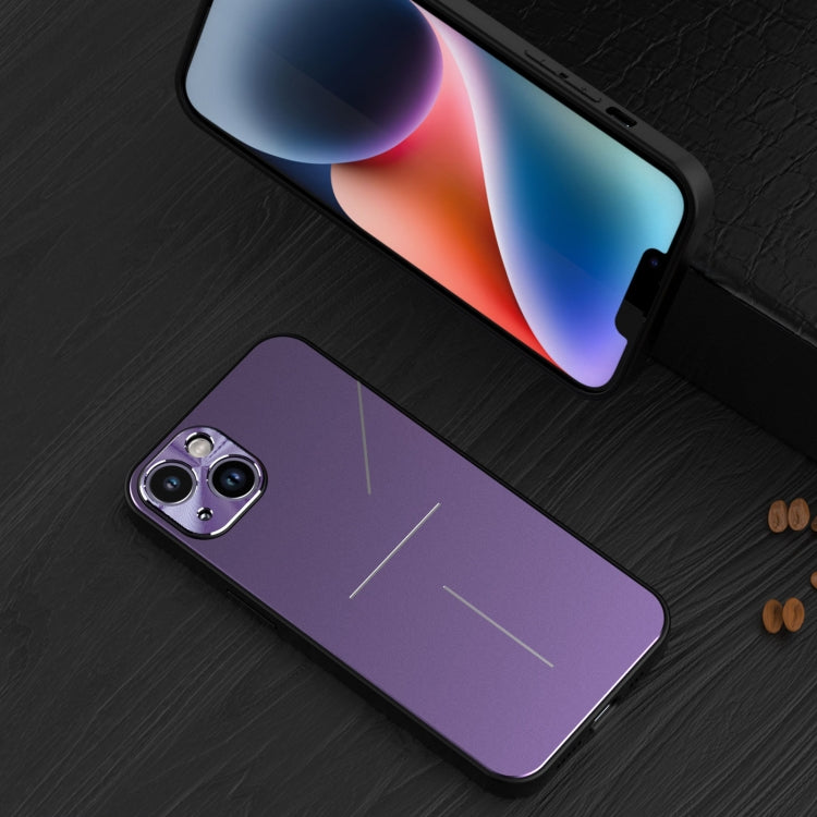 For iPhone 14 Plus R-JUST RJ52 3-Line Style Metal TPU Shockproof Phone Case(Purple) - HoMEdemic™ 