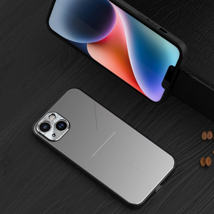 For iPhone 14 Plus R-JUST RJ52 3-Line Style Metal TPU Shockproof Phone Case(Silver) - HoMEdemic™ 