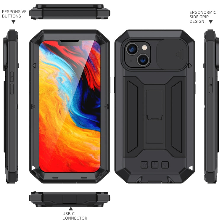 For iPhone 14 Plus R-JUST Shockproof Life Waterproof Dust-proof Case (Black) - HoMEdemic™ 