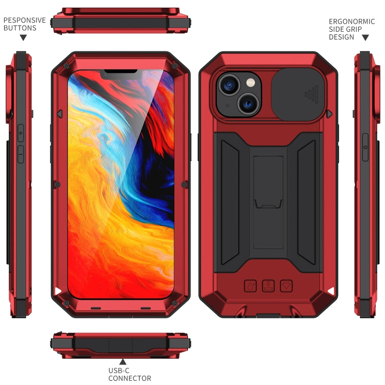 For iPhone 14 Plus R-JUST Shockproof Life Waterproof Dust-proof Case (Red) - HoMEdemic™ 