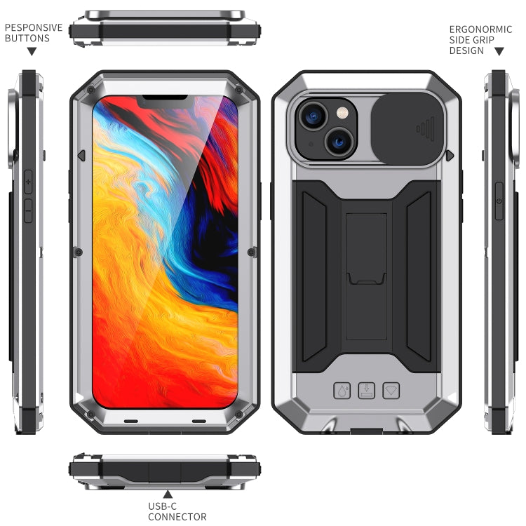 For iPhone 14 Plus R-JUST Shockproof Life Waterproof Dust-proof Case (Silver) - HoMEdemic™ 