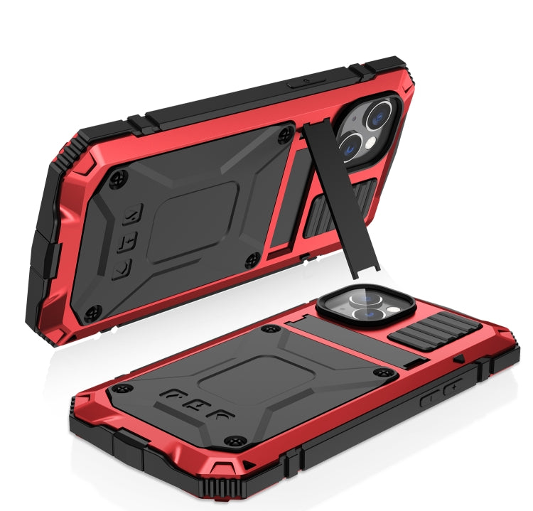 For iPhone 14 Plus R-JUST Shockproof Waterproof Dust-proof Case with Holder (Red) - HoMEdemic™ 