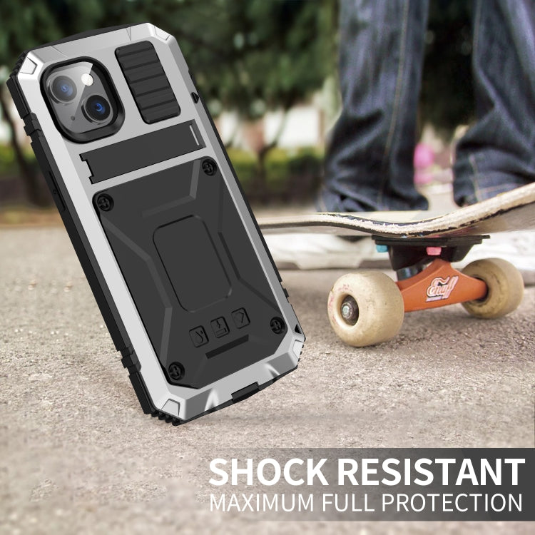 For iPhone 14 Plus R-JUST Shockproof Waterproof Dust-proof Case with Holder (Silver) - HoMEdemic™ 