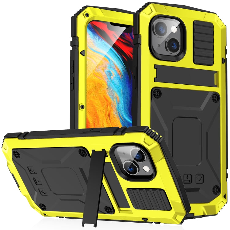 For iPhone 14 Plus R-JUST Shockproof Waterproof Dust-proof Case with Holder (Yellow) - HoMEdemic™ 