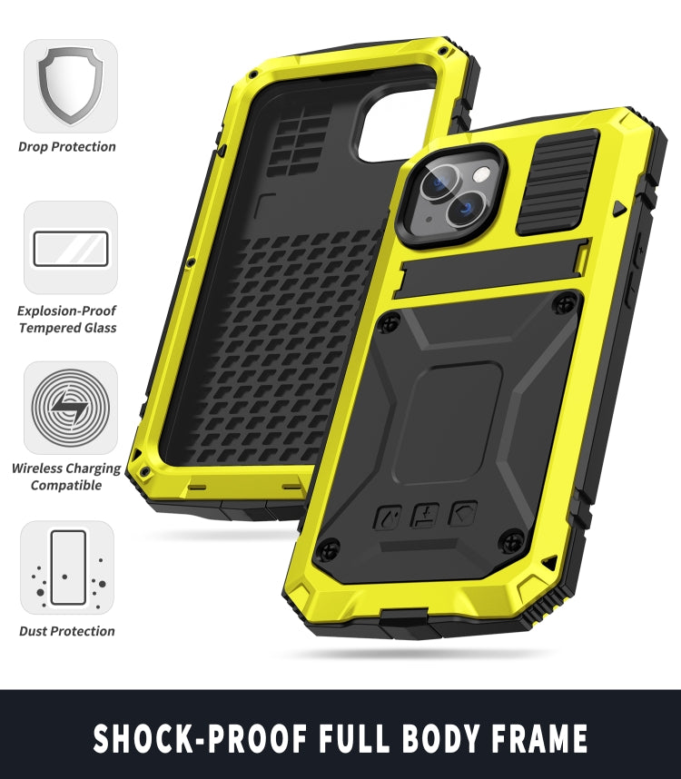 For iPhone 14 Plus R-JUST Shockproof Waterproof Dust-proof Case with Holder (Yellow) - HoMEdemic™ 