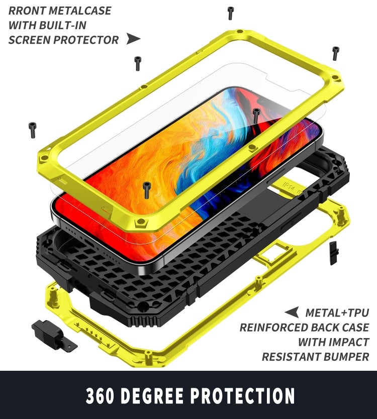 For iPhone 14 Plus R-JUST Shockproof Waterproof Dust-proof Case with Holder (Yellow) - HoMEdemic™ 