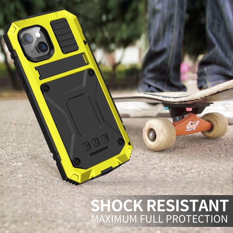 For iPhone 14 Plus R-JUST Shockproof Waterproof Dust-proof Case with Holder (Yellow) - HoMEdemic™ 
