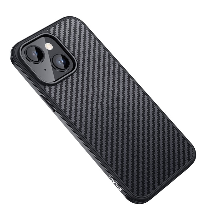 For iPhone 14 Plus SULADA Carbon Fiber Textured Shockproof Metal + TPU Frame Case(Black) - HoMEdemic™ 