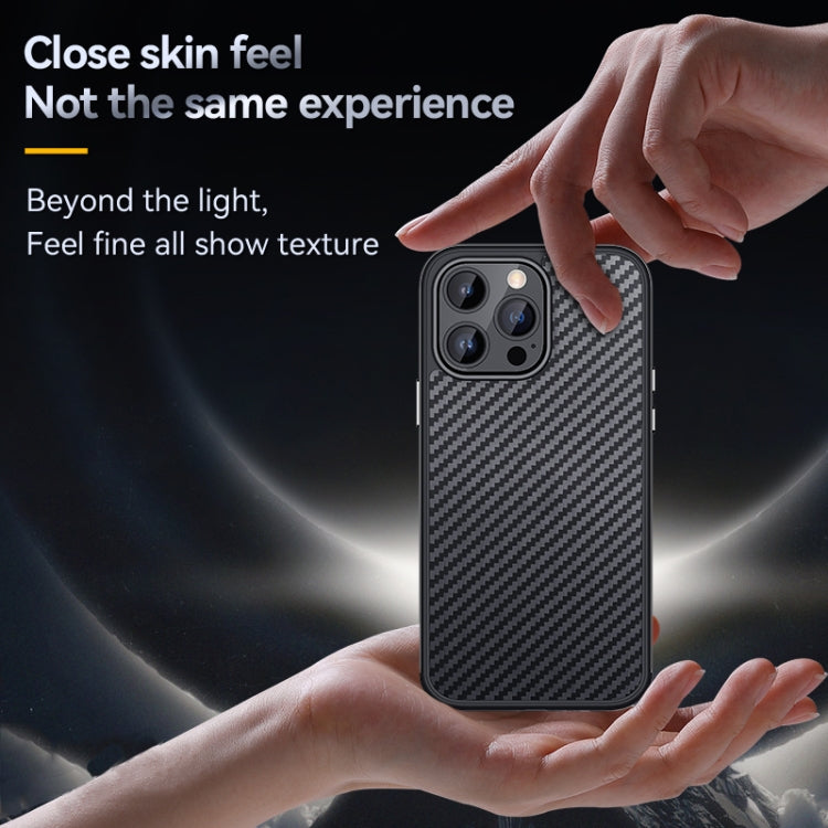 For iPhone 14 Plus SULADA Carbon Fiber Textured Shockproof Metal + TPU Frame Case(Dark Blue) - HoMEdemic™ 