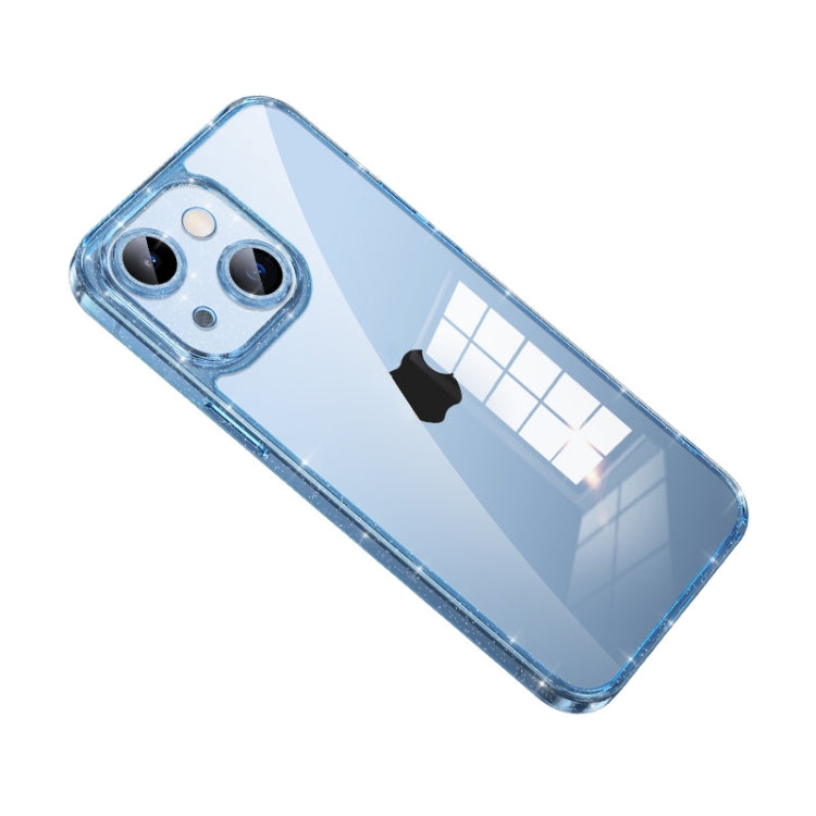 For iPhone 14 Plus SULADA Glittery TPU + Tempered Glass Phone Case(Blue) - HoMEdemic™ 