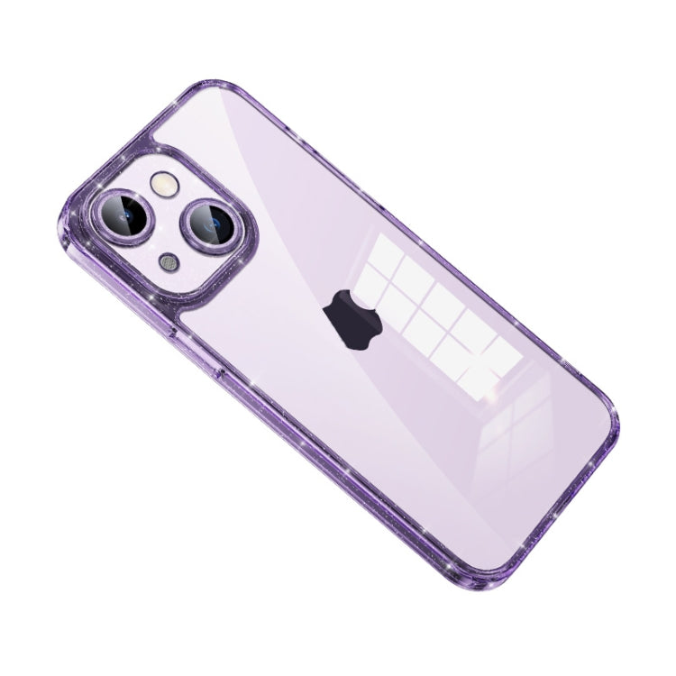 For iPhone 14 Plus SULADA Glittery TPU + Tempered Glass Phone Case(Purple) - HoMEdemic™ 